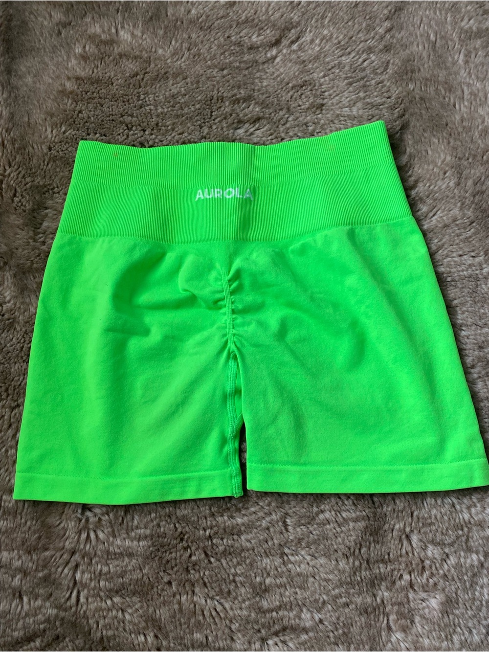 AUROLA Women's High-Waist Athletic Shorts - Neon Green & Hot Pink - Picture 4 of 8